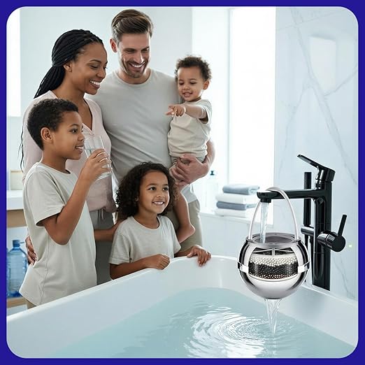 Crystal Quest Bath Ball Filter for Tub Faucet, Bathtub Water Filter, BPA-Free Bathtub Filter, Removes Chlorine, Lead & Impurities, Improves Skin, Hair & Nails, Long Lasting, Fits Most Tubs - Chrome