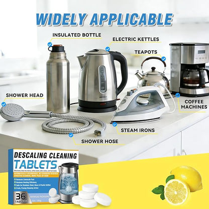 Kettle Descaler Tablet 36 Packs, Kettles Cleaner & Descaling Tablets, Powerful Citric Acid for Cleaning, Limescale Remover Hard Water for Coffee Maker, Portable Distiller, Kettle, Water Bottle