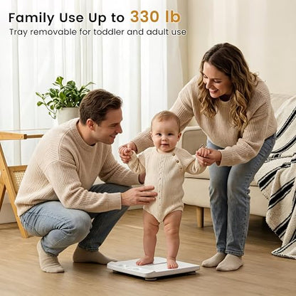 YauYik Baby Scale, Smart Accurate Digital Scale with App for Tracking Growth of Baby, Infant, Puppy,and Cat, Pet Scale Up to 330lbs, with Hold Function, 27-inch Height Measurement, 5 Units, LED Screen