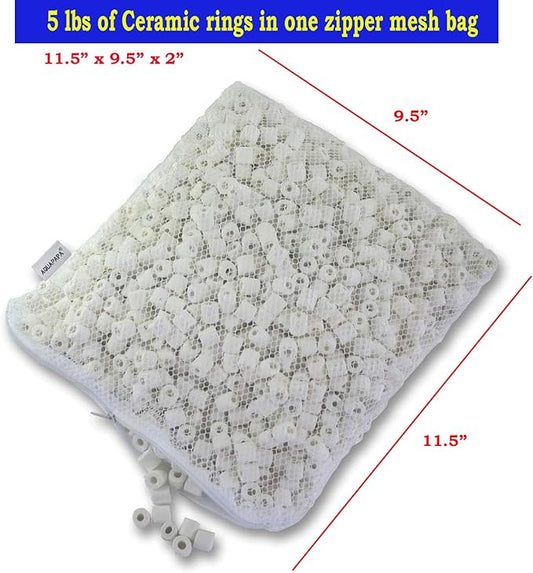 AQUACITY Premier Bulk Bio Ceramic Rings Filter Media for Aquarium Koi Fish Pond Reef Filter (5 Lbs)