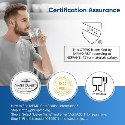 1 Micron 2.5" x 10" Whole House CTO Carbon Water Filter Cartridge Replacement for Under Sink Water Filter System, Dupont WFPFC8002, WFPFC9001, FXWTC, SCWH-5, WHEF-WHWC, WHCF-WHWC, AMZN-SCWH-5,3Pack