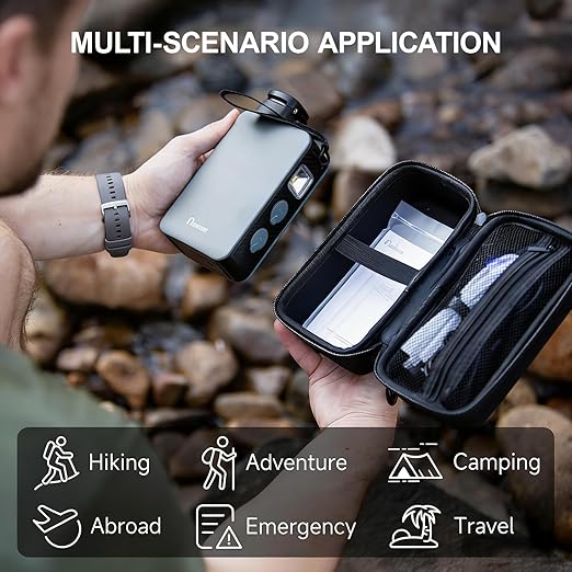 Portable Electric Water Filter Pump, 0.01 Micron Outdoor Camping Water Purifier, Water Filtration System Survival for Hiking, Camping, Travel and Emergency.