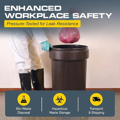 Eagle Plastic Drum, 55 Gallon Drum, DOT Compliant, Made in USA, Black | High-Density-Polyethylene Construction, Open Head Lab Pack Drum, Metal Lever-Lock Lid, Hazardous Material Storage, Transport