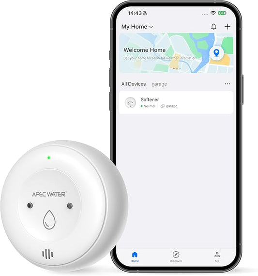 APEC WATER WiFi Water Leak Detector for Home, App Connected get Real-Time Alerts, Highly Reliable Dual Sensor Wet Moisture Detection (1PK)