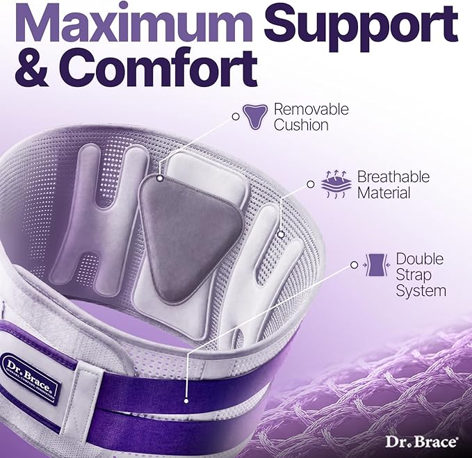 DR. BRACE® Lower Back Brace for Men & Women for Lower Back Pain Relief, Revolutionary Versatile Splints System & Removable Lumbar Pad, Adjustable & Breathable Back Support Brace (35.4-41.3″)