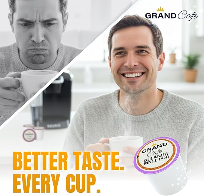Grand Cafe Keurig Cleaning Pods (20 Pack) - K Cup Cleaner & Rinse Pods for Keurig, Descaler for Coffee Machines, Coffee Maker Descaling Kit, 1.0 & 2.0 Compatible