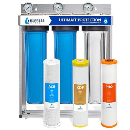 Express Water Heavy Metal Anti-Scale Whole House Water Filter – 3 Stage Whole House Water Filtration System & Express Water Whole House Heavy Metal Water Filter Set