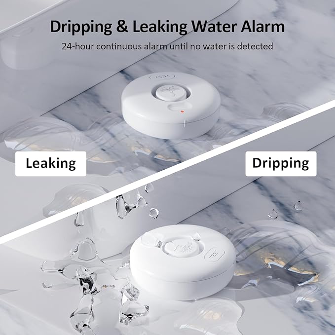 3 Pcs WD71 Water Leak Alarm Detector, 120dB Loud Alert Water Sensor, Can Use WiFi Gateway/Hub(Gateway Not Included), Easy Installation for Home, Basement Flood Prevention, Bathroom, Sink, Laundry