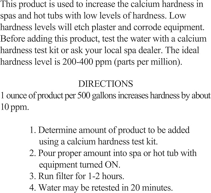 SpaChoice 1-Quart 4-Pack Premium Increase Calcium, Liquid Calcium Hardness Increaser Hot Tub, Made in USA