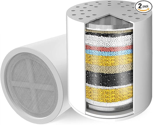Voolan 2 Pack Replacement Shower Filter Cartridge -20 Stage Hard Water Shower Filter For Remove Chlorine And Heavy Metals, Water Softening - Reduces Dry Itchy Skin