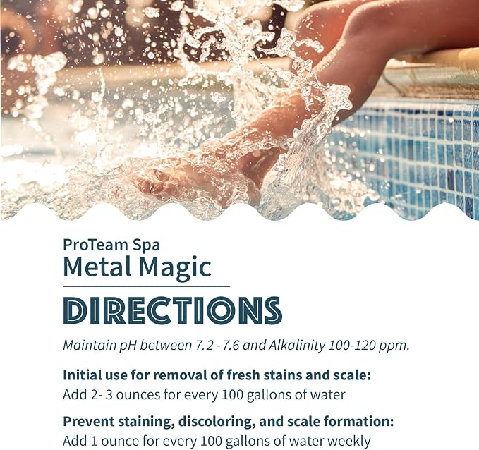 Proteam Spa Metal Magic - Spa Metal Remover for Hot Tub with SplashWiz Hot Tub Chemicals Care Guide - Made in USA (1 qt) (2 Pack)