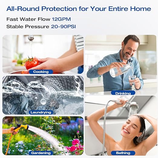 H&G Lifestyles Whole House Water Filter System,Iron Filter for Well Water | Remove Sulfur Odor Chlorine and Heavy Metal,Improve Water Taste, 3 Stage Home Water Softener Filtration System