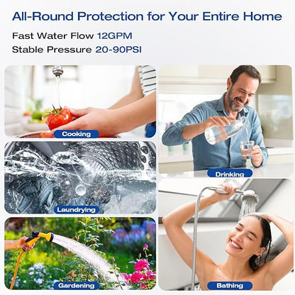 H&G Lifestyles Whole House Water Filter System,Iron Filter for Well Water | Remove Sulfur Odor Chlorine and Heavy Metal,Improve Water Taste, 3 Stage Home Water Softener Filtration System