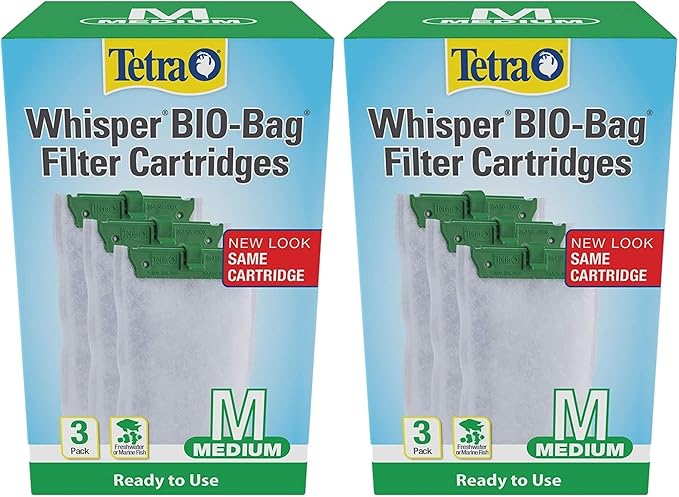 Tetra Whisper Bio-Bag Medium Filter Cartridges for Aquariums, 6 Count, Ready to Use, Fits Whisper Fish Tank Filters 5-10 Gal, PF-10, IQ 10