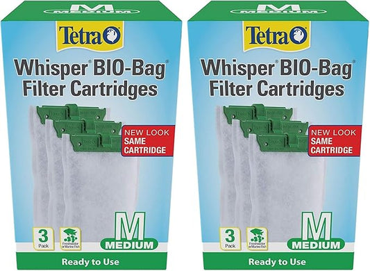 Tetra Whisper Bio-Bag Medium Filter Cartridges for Aquariums, 6 Count, Ready to Use, Fits Whisper Fish Tank Filters 5-10 Gal, PF-10, IQ 10