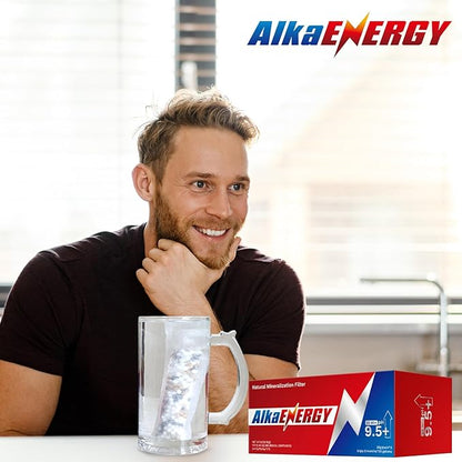AlkaEnergy 3-Pack Alkaline Water Filter Pouches|pH 9.5, Boosts Water pH, Adds Essential Minerals for Hydration & Wellness| for Bottles & Jugs (50g/pack)