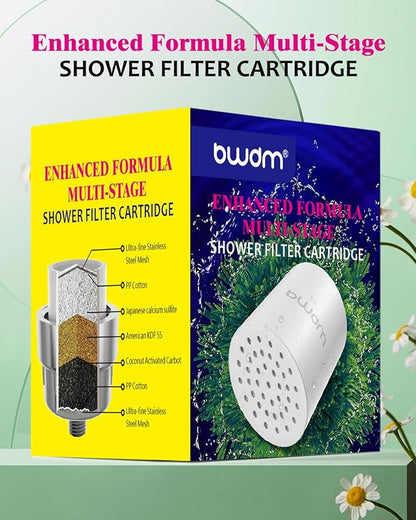 Enhanced Formula Multi-Stage Shower Filter Cartridge,Universal replacement filter cartridge, Remove Chlorine Heavy Metals and Other Sediments, Reduces Dry Itchy Skin, Dandruff.Pack of 1