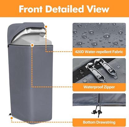 Water Softener Cover Outdoor for WHES30E/WHES40E Grain Softener, Grey | 3-layer Insulated heavy duty water softener cover for 350/420 Water Softener, waterproof zipper, UV, freeze & wind protection