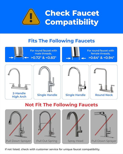 Waterdrop FC-07 Water Filter for Sink Faucet, Visible Filter Housing | Reduces Chlorine, Faucet Mount Water Purifier, NSF Certified Tap Water Filter for Kitchen Sink, 320 Gallon Long Life