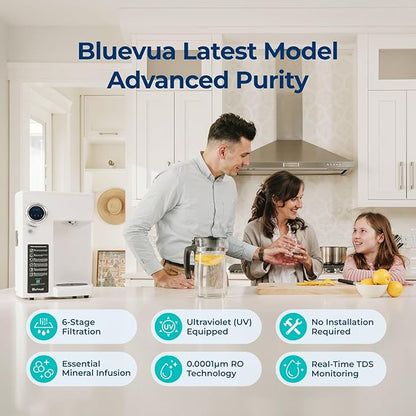 Bluevua RO100ROPOT(UV) Reverse Osmosis System Countertop Water Filter, with One Extra ROPOT Replacement Carafe, Bundle