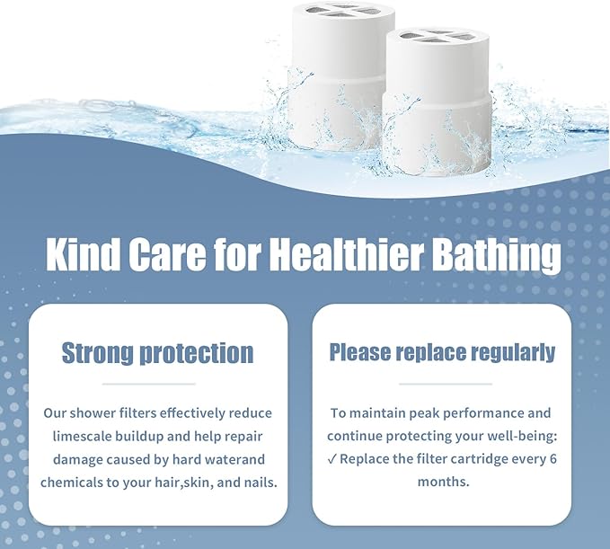 2-Pack Replacement Filter for JOLIE Shower Head, Compatible with JOLIE Shower Filter Cartridge, Reduces Chlorine, Heavy Metals & Impurities, Softens Skin & Hair