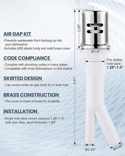 Kitchen Faucet with Air Gap: WOWOW Stainless Steel Kitchen Sink Faucet and Dishwasher Air Gap Kits for Kitchen Sink 2 or 4 Hole, Polished Chrome Kitchen Faucet Combo with Sprayer