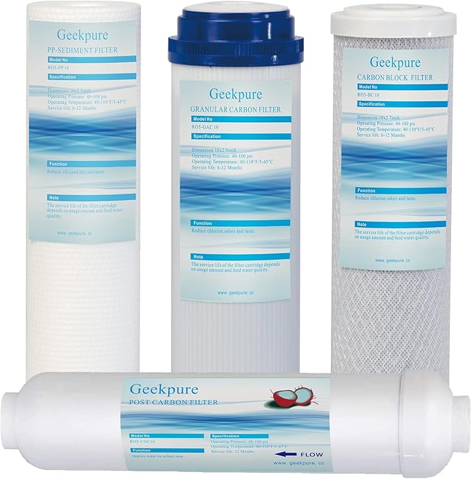 Geekpure 10 Inch Reverse Osmosis RO Replacement Filter Cartridges Kit-2.5"X10" (1)