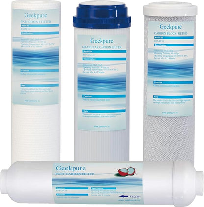 Geekpure Universal Compatible Reverse Osmosis Filter Replacement Set -2.5 x 10 Inch -Pack of 6