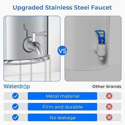 Waterdrop TK-AB-FS Gravity Water Filter System, with Silver Ions Filtration | NSF/ANSI 42&372 Standard, Reduces Fluoride and Chlorine, with 4 Filters and Metal Spigot, 2.25G