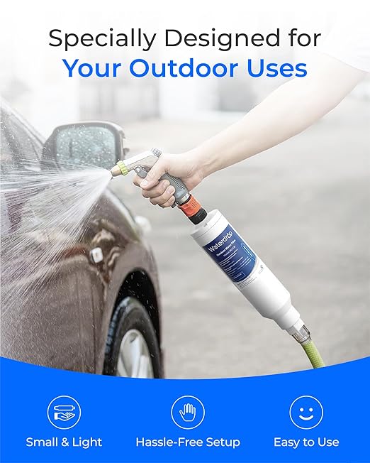 Waterdrop Hard Water Filter for Hose Car Wash, Water Deionizer for Car Washing, Window, Boat, Marine, Motorcycle, Yard Cleaning, Wash Spot Free, 4 Pack with 2 Hose Protector