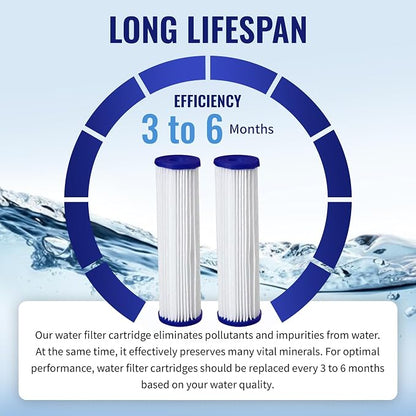 CFS Pleated Filters for EQ-PFC.35, WPC0.35-975, 0.35 Micron, 2 Pack | Sub-micron whole house post-filter polish; lasts about 6 months; 9.75 x 2.75 in, fits standard 10 in housings
