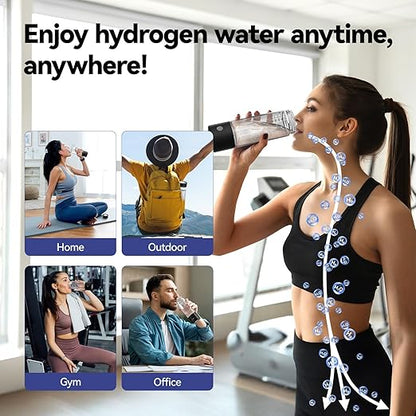 Hydrogen Water Bottle, 2200PPB in 3 Mins Hydrogen Water Generator, SPE PEM Technology, 14oz Portable Hydro Water Machine for Home, Travel, Gym | Best Health Gift for Family & Friends