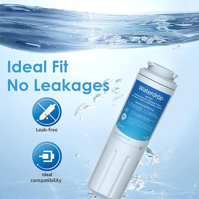 Waterdrop UKF8001 Refrigerator Water Filter 4, Replacement for Whirlpool® EDR4RXD1, EveryDrop® Filter 4, Maytag® UKF8001AXX-750, UKF8001AXX-200, 46-9006, Puriclean II, WD-F07, 2 Filters