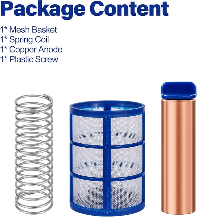 Copper Anode Replacement Kit for Solar Pool Cleaner Chlorine-Free Sun Shock & Water Purifier Automatic Pool Cleaner up to 35,000 Gal