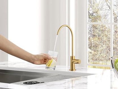 AguaStella AS09BG Brushed Gold Brightly Stainless Steel Kitchen Water Filter Faucet RO Faucet for Most Reverse Osmosis Units or Water Filtration System in Non-Air Gap