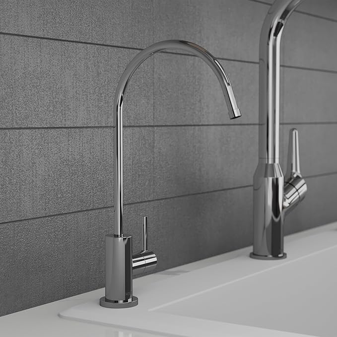 Karran Kestrel Single-Handle Filtered Water Faucet in Chrome 100% Lead-Free Brass, RO/Filtration System Ready, 360° High-Arc Spout, Spot-Free Finish Beverage Faucet (Chrome)