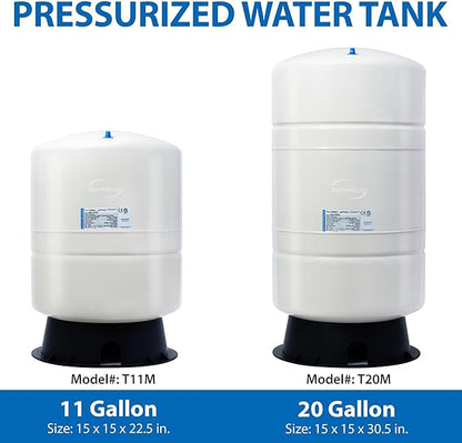 iSpring T20M 20 Gallon Pre-Pressurized Tank for Reverse Osmosis (RO) Systems with 14 gallons of Water Storage Capacity, White