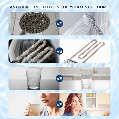 H&G Lifestyles Water Descaler Whole House, 2 Stage 10" x 4.5" Water Filter | Whole House Water Filtration, Remove Scale Filter,Saltless Water Softener, Remove Chlorine Heavy Metal,Reduce Scale Buildup