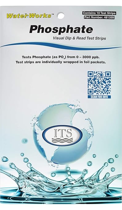 WaterWorks Phosphate Test Strip | 0-3000ppb Range| 10 Individually Wrapped Test Strips in Pocket Pack | Drinking Water, Pool & Spa, Aquarium