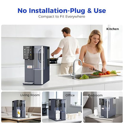 Reverse Osmosis Water Filter Countertop Hot and Cold RO System-3s Instant Hot, 6 Temp Settings, 7-Stage RO Water Filtration, NSF/ANSI372/42/58, Auto-Fill Pitcher, 3:1 Pure to Drain, C5-Blue