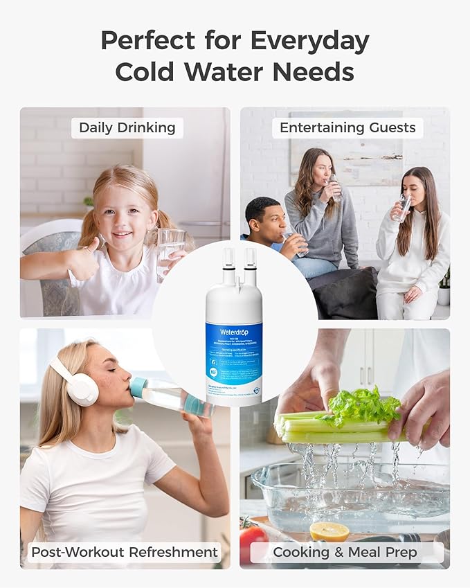 Waterdrop EDR1RXD1 Replacement for Everydrop® Filter 1,W10295370A, EDR1RXD1B, P8RFWB2L, P4RFWB, Kenmore® 46-9081, 46-9930, WD-F38 Refrigerator Water Filter, 2 Pack