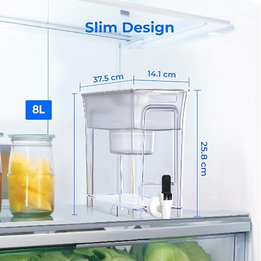 Waterdrop WFD-40W-L Water Filter Dispenser, 35-Cup Large Capacity, White | 200-Gallon Long-Life, Faster Filtration, Reduces Chlorine, PFOA/PFOS and More, BPA Free
