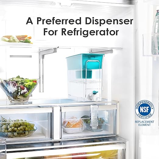 Waterdrop WFD-40B Water Filter Dispenser, 35-Cup Capacity, Turquoise | 200-Gallon Long-Life Water Filter Pitcher, Large Capacity, Reduces Chlorine, PFOA/PFOS and More, BPA Free