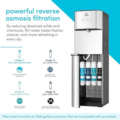 Avalon Self Cleaning Bottleless Water Cooler Water Dispenser - 2 Temperature Settings - Hot & Cold Water, Durable Stainless Steel Cabinet, Reverse Osmosis Filtration- UL Listed