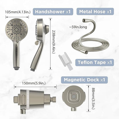 SANYCASA Filtered Shower Head with Handheld, Magnetic Docking System, High Pressure Handheld Shower Head with KDF Filter for Hard Water, 6 Spray Modes, Easy Installation – BNP