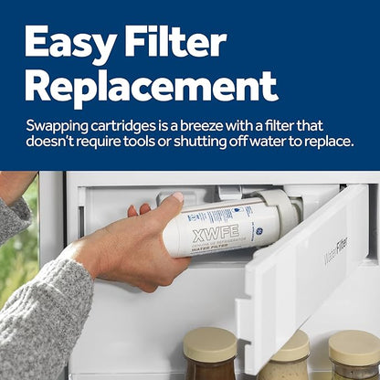 GE XWFE Refrigerator Water Filter | Reduces Lead & 50+ Impurities | Replace Every 6 Months | Pack of 4