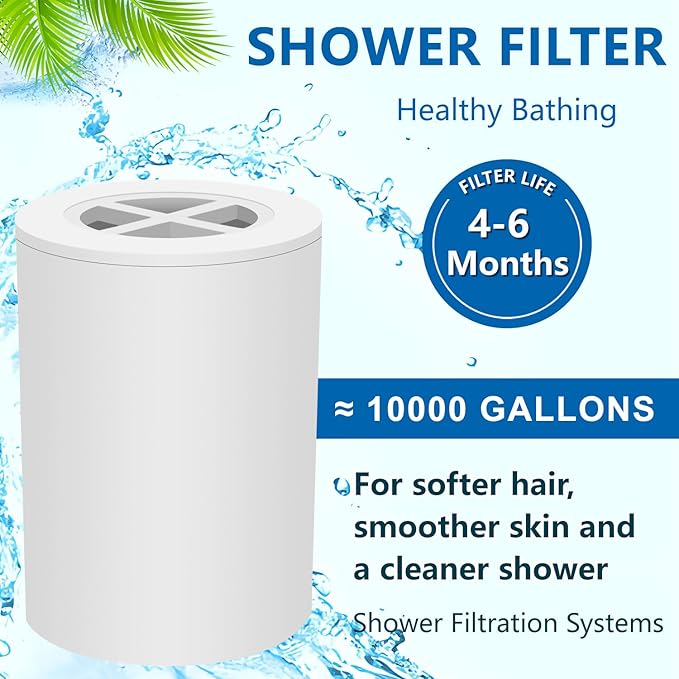 A01 Multi-Stage Shower Filter Replacement Compatible with Afina Filtered Shower Head for Hard Water, Filters Chlorine and Other Impurities,4 Pack,