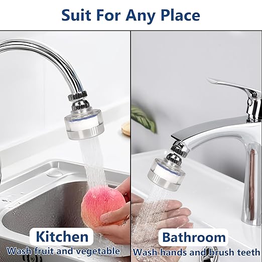 7Pcs Sink Water Filter with Filter Elements Set, Universal Sink Faucet Filter 360°Rotating, Sink Faucet Filter Removes Fluoride Hard Water, Tap Water Filter for Home Kitchen Sink