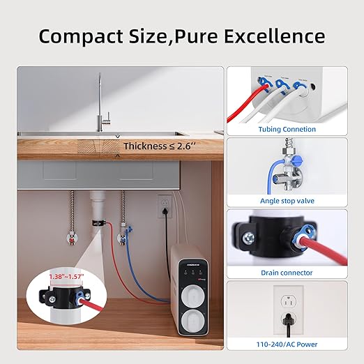 MIZUDO Reverse Osmosis System 8-Stage Tankless Reverse Osmosis Water Filter with APP Control, 3:1 RO Water Filtration System Under Sink,1000GPD,Smart WiFi,36-Month Water Filter
