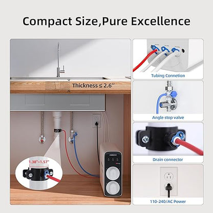 MIZUDO Reverse Osmosis System 8-Stage Tankless Reverse Osmosis Water Filter with APP Control, 3:1 RO Water Filtration System Under Sink,1000GPD,Smart WiFi,36-Month Water Filter